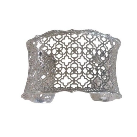 Kendra Scott Candice Cuff Bracelet Silver Tone Filigree Open Lace Design - Picture 4 of 6